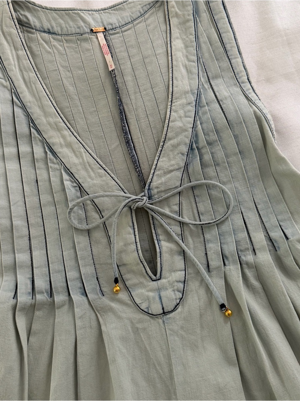 Free People Webster romper in faded light blue size medium - Picture 3 of 5